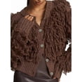 thumbnail image 3 of Women'S Fuzzy Cardigan Sweater V Neck Long Sleeve Button Down Furry Knit Sweaters Brown S, 3 of 9