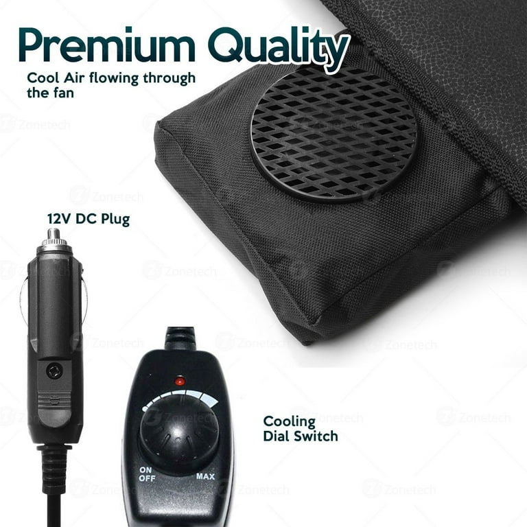 DE.HOME Cooling Car Seat Cushion- Storage Pockets-10Fans & 3 Adjustable  Temperature 12V System- 15s Cool Down Fast for Summer Driving- Breathable  Seat