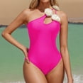 thumbnail image 2 of Womens One Piece Bathing Suit Open Back Halter/One Shoulder Slimming Beach Summer Outfit Cute Swimwear (XL, Hot Pink), 2 of 6