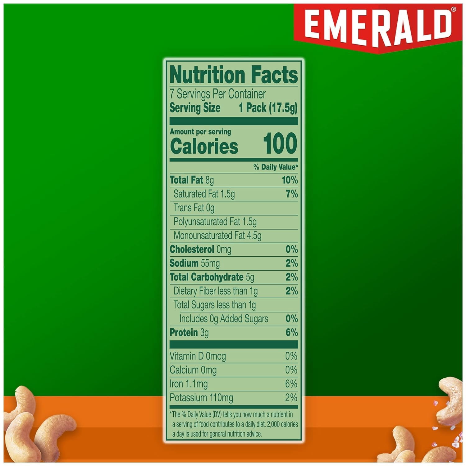 Emerald Nuts Cashews & Almonds with Dried Cranberries 5.83 Oz + Roasted & Salted Cashews 5.34 Oz Variety Pack