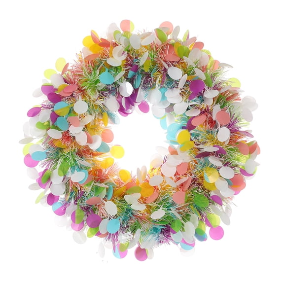 15.7in Lighted Spring Wreath, Artificial Floral Front Door Decor with LED Lights, Seasonal Wall Hanging for Home Porch, Battery Operated Decorative Garland