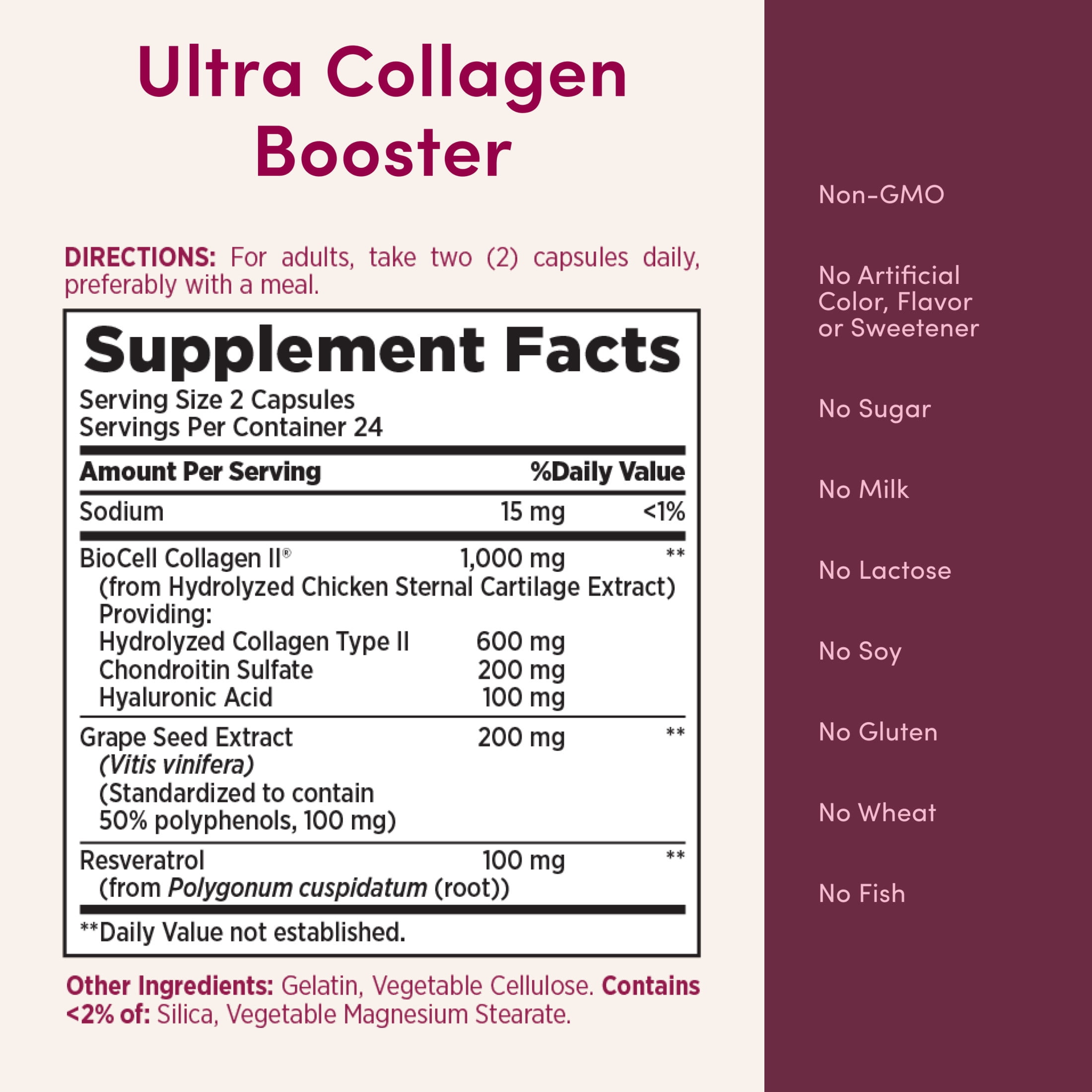 Nature's Bounty Optimal Solutions Ultra Collagen Booster for Healthy-Aging, Skin Health Supplement, 48 Capsules