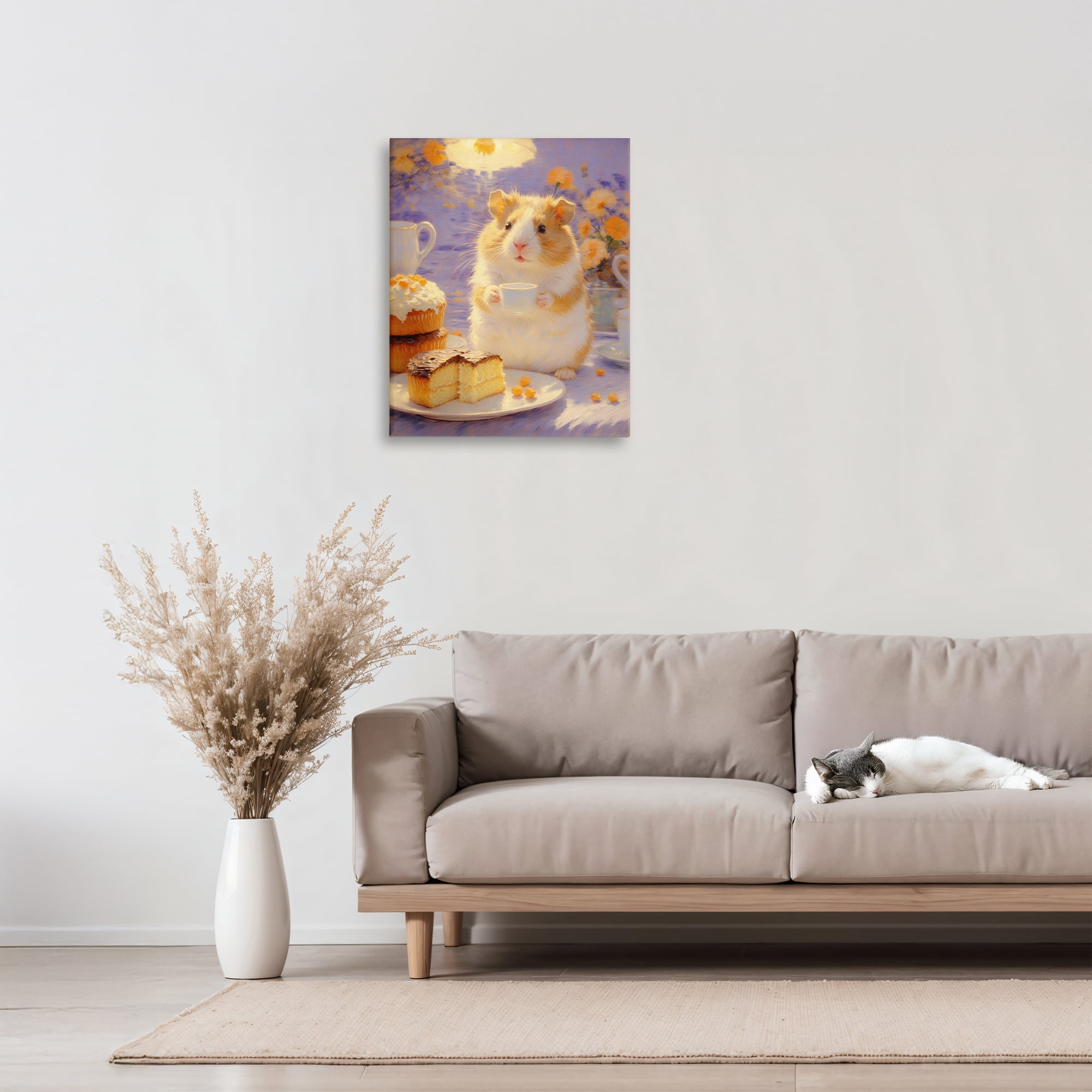 Stupell Industries Hamster Tea Party with Cake Canvas Wall Art, design by Angie Hawke