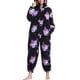 thumbnail image 2 of Las mujeres pijamas de una pieza casa moda lindo dibujos animados impresión suave caliente fuzzy fleece pijamas mono, 2 of 5
