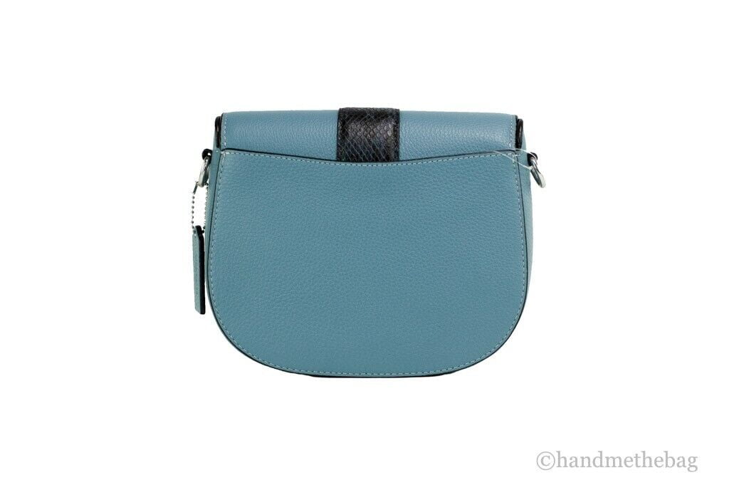 Coach (CD323) Snake Embossed Pebbled Leather Georgie Saddle Bag Crossbody Handbag (Indigo Multi)