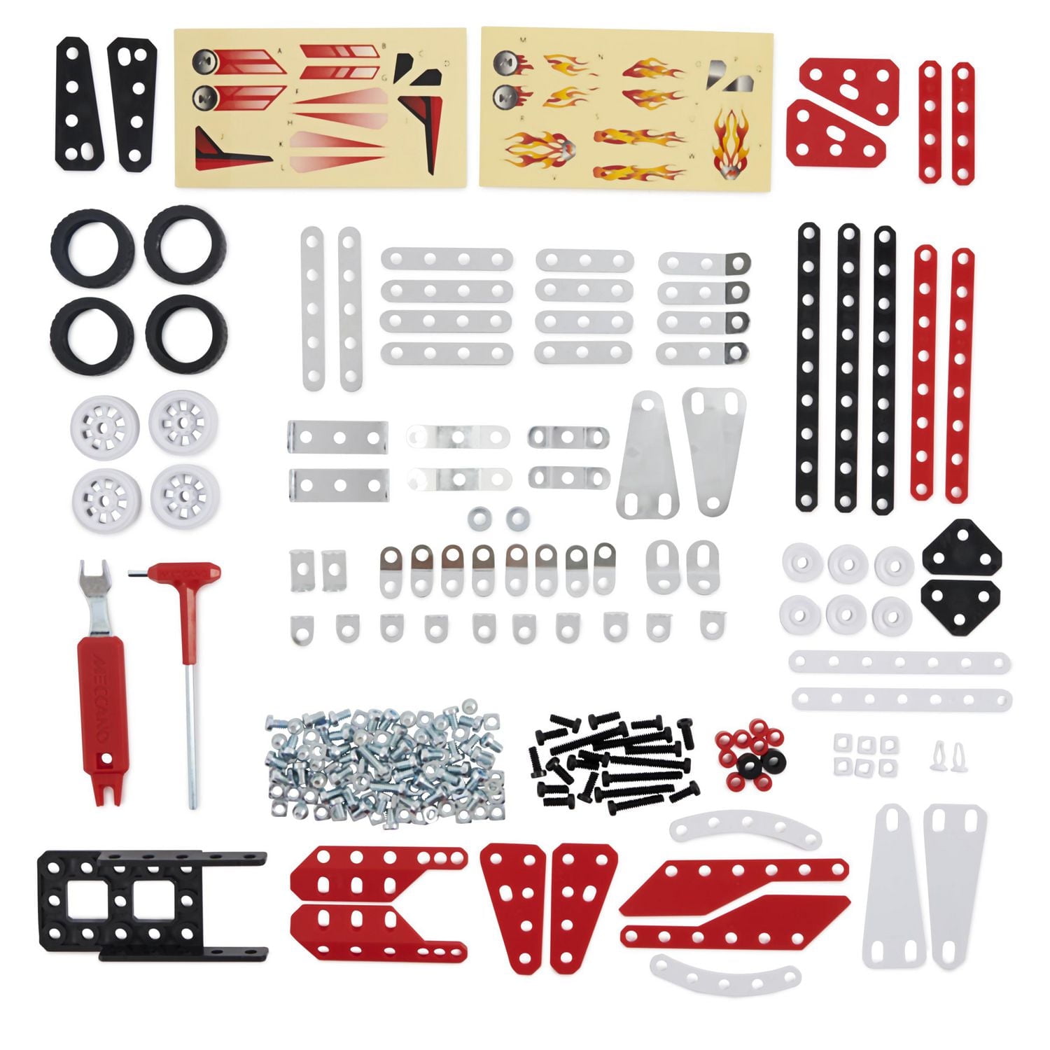 Meccano, Kit de construction STEM, Véhicules de course 10 en 1 avec 225 pièces et de vrais outils, jouets pour enfants à partir de 8 ans