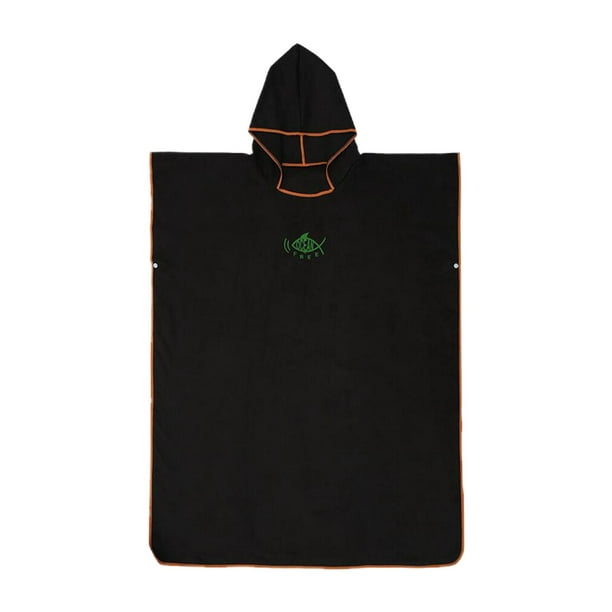 Poncho de surf suave para mujer y hombre, de secado rápido, para cambiarse, traje de neopreno de 110 x 90 cm para surfistas Negro