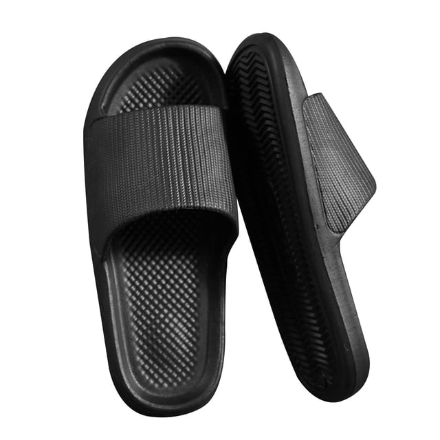 Zapatillas de baño antideslizantes, suela gruesa suave, ligeras, para el hogar, color negro, talla 40, 41 (25 cm/9,8 pulgadas)