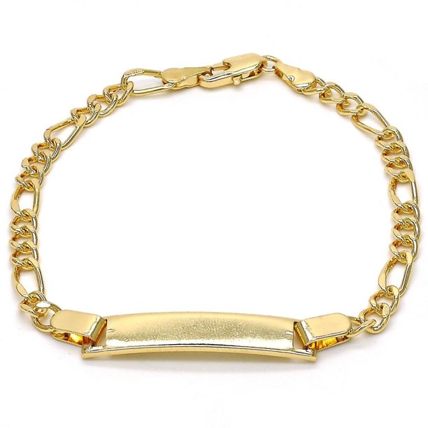 megadealzzz 14k Gold Solid Figaro ID Bracelet 8''
