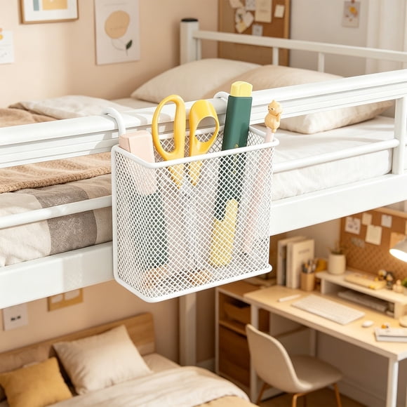 Desk Organizer with Hook, Pen Holder, Letter Style Stationery Storage | Holds and Organizes Office Supplies, Pens, and Small Items | Metal Mesh Desktop Caddy for Home, School, Office