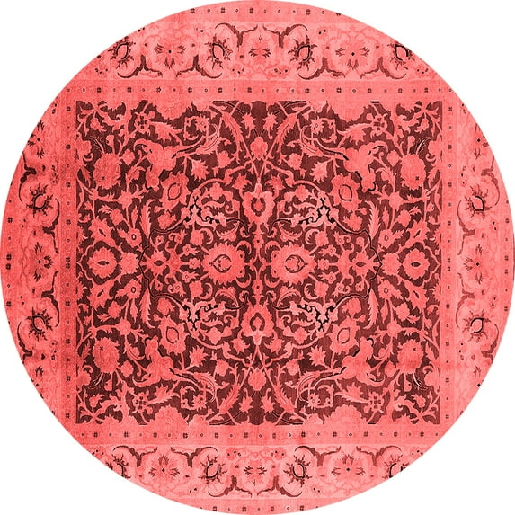 Ahgly Company Indoor Round Oriental Red Industrial Area Rugs, 7' Round
