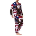 thumbnail image 2 of Fotbe USA Eagle with Spread Wings Pijama de Hombre con Estampado de Manga Larga, Conjunto de 2 Piezas, Ropa de Dormir Suave y Cómoda con Bolsillos-X-Large, 2 of 7