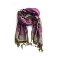 thumbnail image 3 of Sakkas Border Pattern Layered Reversible Woven Pashmina Shawl Scarf Wrap Stole - Green Purple - One Size, 3 of 4