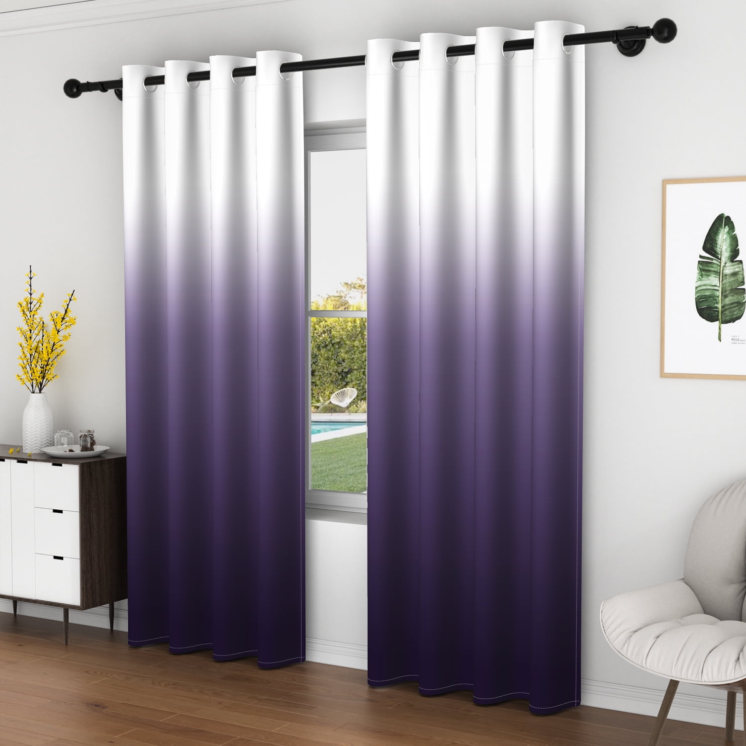 LFEEY Purple Blackout Curtains, Grommet Light Blocking Room Darkening for Bedroom, 52x96 inches, 2 panels