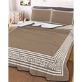 thumbnail image 2 of Quilts Full Size, Brown Geometric Soft Comforter Bedding Set for Bed, White Greek Key Design Abstract Modern Art Lightweight Quilted Bedspread with Pillow Cover(2 Pieces) for All Season, 78x90 Inch, 2 of 6