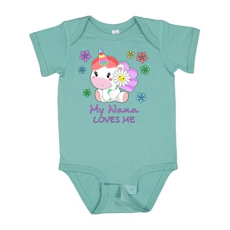 

Inktastic My Nana Loves Me- Cute Unicorn Gift Baby Boy or Baby Girl Bodysuit