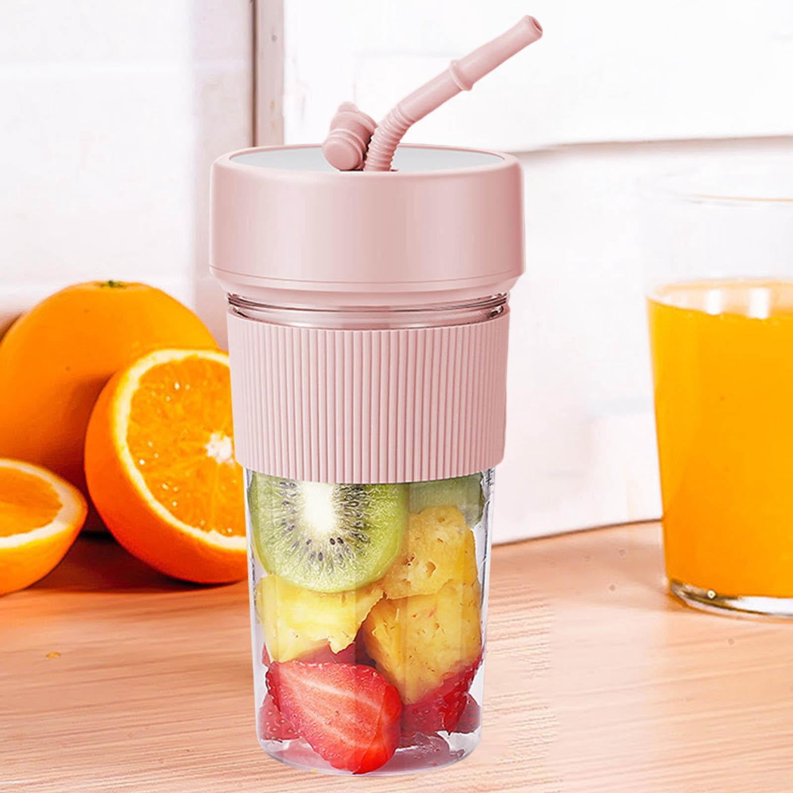 Fancyes Electric Juicer Blender Cup Mini Blender Bottles Handheld Electric Juice Cup Mixer Fruit Machine for Gym Kitchen Pink