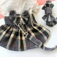 thumbnail image 3 of Dog Harness Dress with Leash Set, Princess Dog Dress for Small Dog Girl,Fashion Simple Plaid Puppy Dresses with D Ring,x-Small, 3 of 11