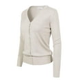 thumbnail image 3 of MixMatchy Women's Soft Basic Long Sleeve Button Down Classic V-Neck Knit Cardigan Sweater, 3 of 7