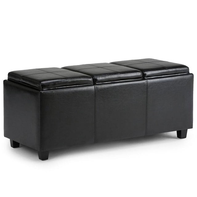 Atlin Designs Banc de Rangement en Simili Cuir en Noir