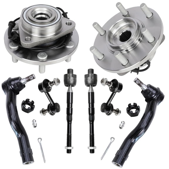 Detroit Axle - 8pc Front Wheel Bearing Hubs Kit for 2011-2013 INFINITI QX56 2014-2019 QX80 2017-2019 Nissan Armada 2 Wheel Bearing Hubs 2 Sway Bar Links 4 Inner Outer Tie Rods Replacement