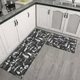 thumbnail image 2 of Mushroom Kitchen Rugs Sets of 2, Black White Vintage Farmhouse Home Kitchen Rugs and Mats, Washable Non Skid Absorbent Microfiber Kitchen Floor Decor Mat 17"x 47"+17"x 30", 2 of 6