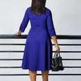thumbnail image 4 of MORTTIC Women's Elegant Criss Cross V-Neck A-Line Dress with Waist Belt Ruched Hem Office Casual Chic Cobalt blue XXXL, 4 of 9