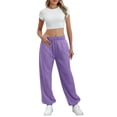 thumbnail image 6 of felwors Wide Leg Sweatpants for Women Fleece High Waist Joggers with Pockets Lightweight Comfy Drawstring Sweat Pants (Purple, XL), 6 of 8