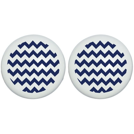 Ceramic Set Cabinet - Navy Blue Chevron Print Drawer Knobs Ceramic Cabinet Pulls Chevrons Nursery Decor for Baby Boys (Set of Two)