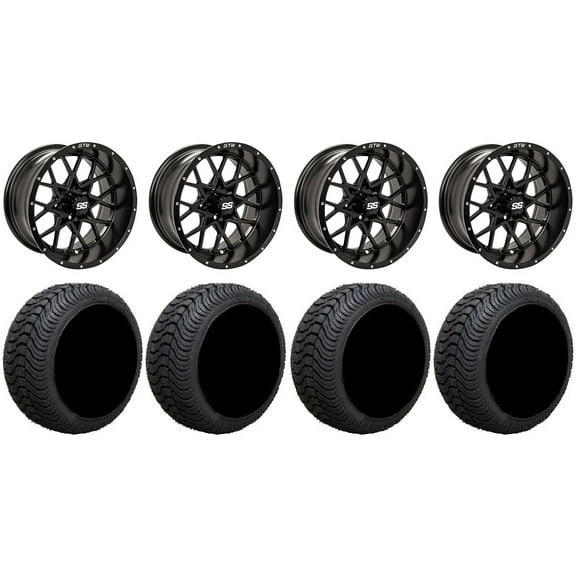 GTW Vortex 2 12" Golf Cart Wheels Black 205x30 Cruze Tires E-Z-GO & Club Car