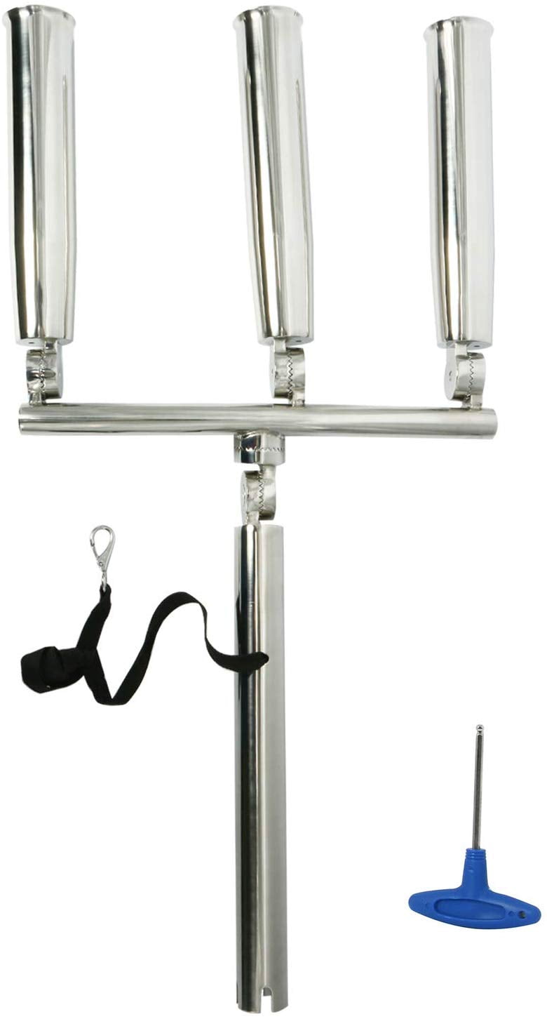 HYDDNice Triple Rod Holder Highly Polished Stainless Steel 3 Tube Rod