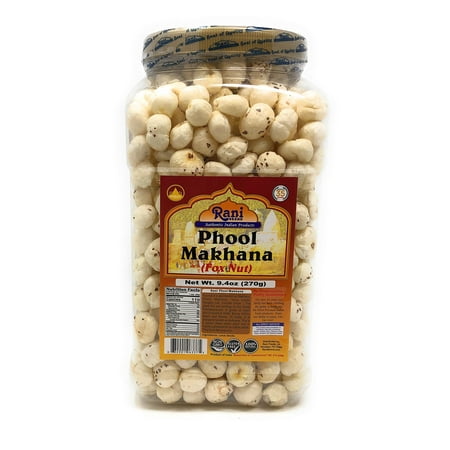 Rani Jumbo Phool Makhana (Fox Nut/Popped Lotus Seed) Plain Raw Uncooked 9.4oz (270g) PET Jar ~ All Natural | Vegan | No Colors | Gluten Friendly | NON-GMO | Indian Origin