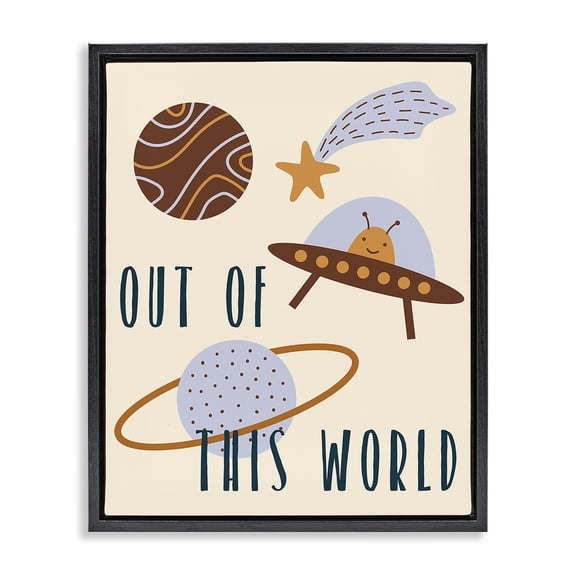 Stupell Industries Eclectic Out Of This World Alien Black Floating Frame Canvas Art, 17 x 21, by Lil' Rue