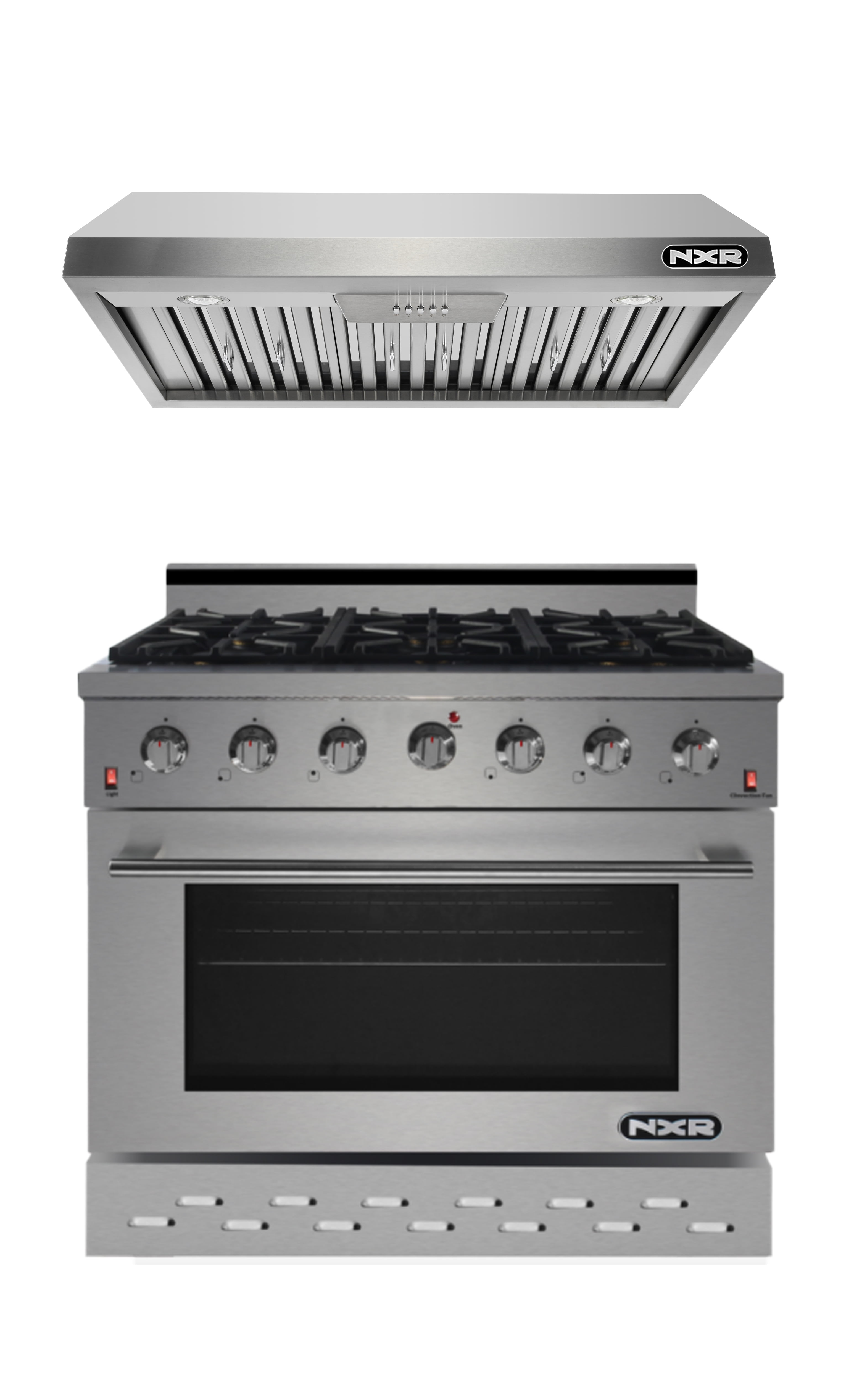 NXR 36" Stainless Steel Natural Gas Range with 5.5 cu. ft. Convection Oven & Under Cabinet Hood Bundle SC3611 EH3619 - Walmart.com