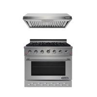 NXR SC3611 36" Natural Gas Range & EH3619 Under Cabinet Hood Bundle, Stainless Steel