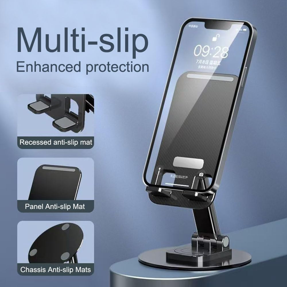 Cell Phone Stand 2 Pack,Angle Height Adjustable Cell Phone Holder for Desk,Foldable Desktop Phone Holder Cradle Dock with Silicon Pad Compatible with All Mobile Phones