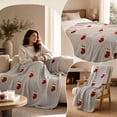 thumbnail image 5 of Christmas Flannel Throw Blanket, 39.4x27.6in Christmas Stocking Print Soft Cozy Fluffys Christmas Blanket for Living Room Sofa Bed(Christmas Stocking,Grey), 5 of 6