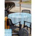 thumbnail image 5 of Outdoor Tablecloths with Umbrella Hole & Zipper, Teal Blue 60x60 Inch Square Tablecloths, Modern Abstract Art Ombre Striped Waterproof Table Cloth, Patio/Pool/Picnic Table Covers, 5 of 8