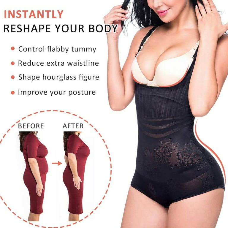 Tummy Control Shapewear Thong Bodysuit for Women Open Bust Body Shaper  Waist Trainer Bodysuit Body Briefer 