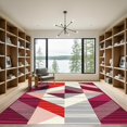 thumbnail image 2 of ODIKA 4'x6' Machine Washable Non-Slip Area Rug, Geometric Burgundy High Traffic Rug, Red, 1053021, 2 of 7