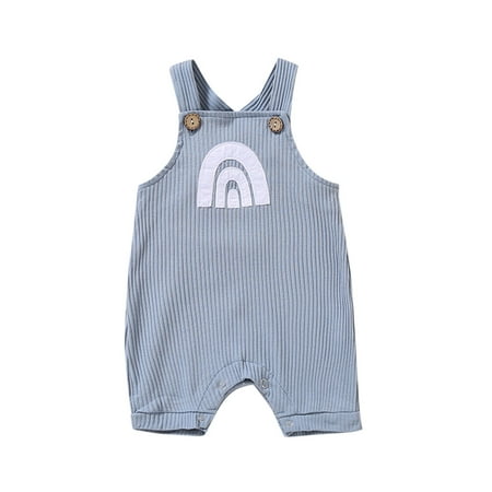 

Baby Girls Trousers Rainbow Overalls Suspender Jumpsuit Romper Ribbed Pants
