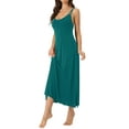 thumbnail image 4 of INSPIRE CHIC Women's Pajama Dress Spaghetti Straps Slip Round Neck Cross Back Camisole Long Nightgowns L Peacock Blue, 4 of 6
