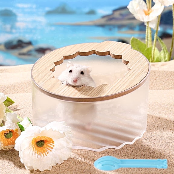 Marchul Hamster Sand Bath Container with Roof & Shovel, Transparent 2 in 1 Bathroom Toilet for Dwarf Syrian Hamster, Gerbil Small Pets