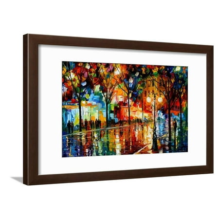 Universal Street Scene The Tears Of The Fall Colorful City Street Scene Painting Framed Print Wall Art By Leonid Afremov ()