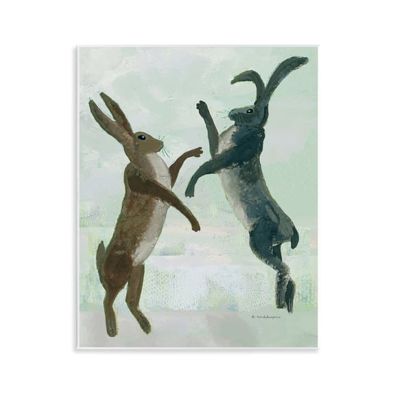 Stupell Industries Rustic Boxing Hares Animals Painting Unframed Art Print Wall Art, 11 x 14
