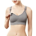 thumbnail image 4 of Nmnitkp Nursing Bras for Breastfeeding Antibacterial Fabric Seamless V Neck Mesh Maternity Bra Comfort Pregnancy Sleep Bralette,Breathable & Moisture-Absorbent Nursing Bras Gray,M, 4 of 9