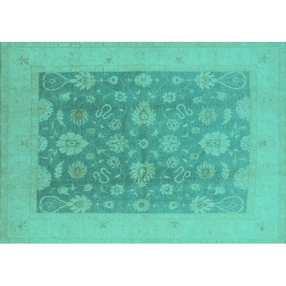 Ahgly Company Machine Washable Indoor Rectangle Oriental Turquoise Blue Traditional Area Rugs, 2' x 5'