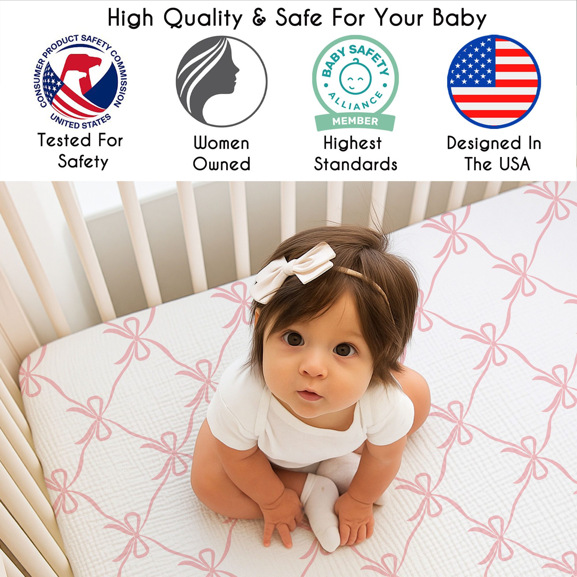 Sweet Jojo Designs Ballerina and Ballet Bows Girl 100% Cotton Muslin Fitted Crib Sheet