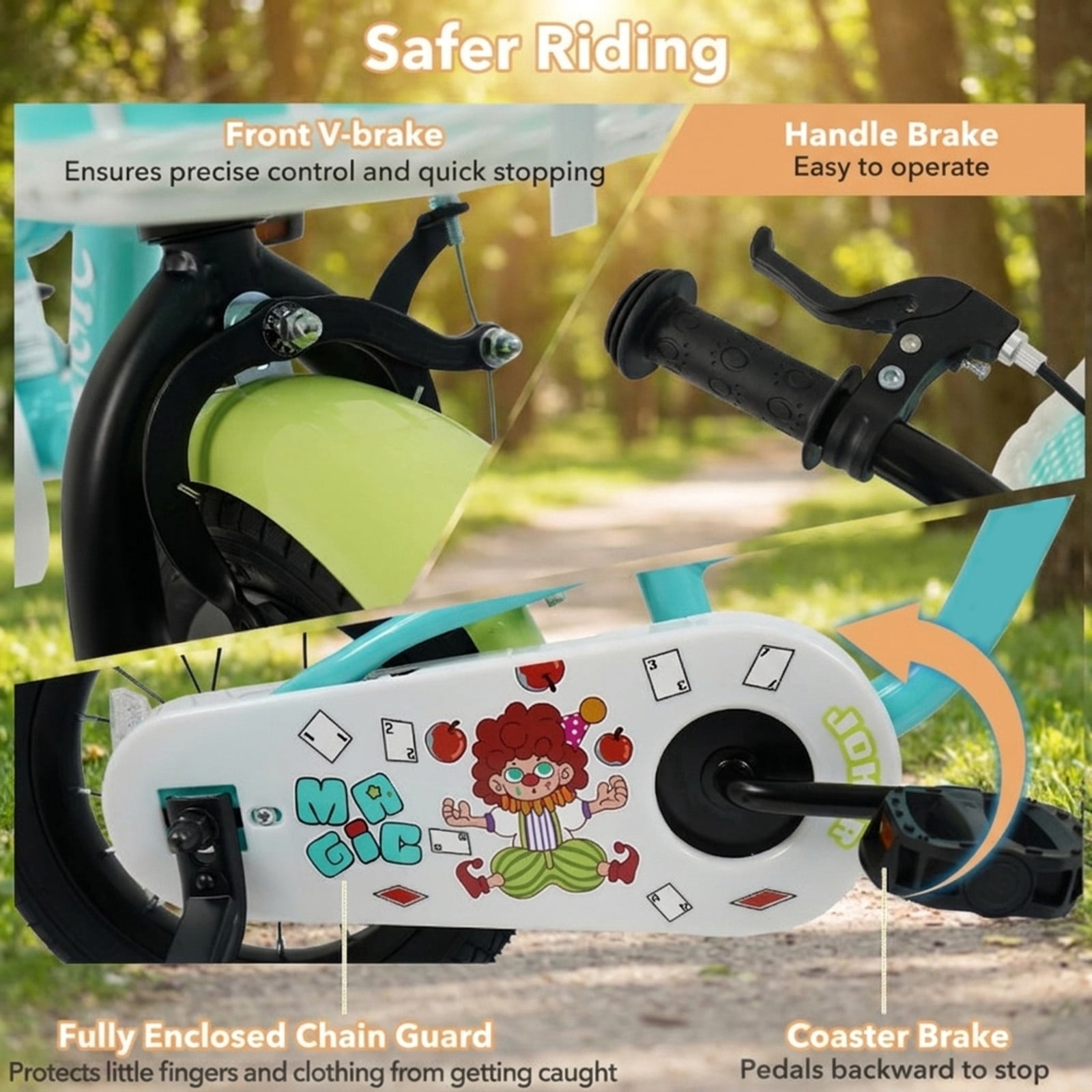 Redsmile Kids Bike 12 Inch with Training Wheels and Basket for Boys Girls Ages 3-4, Toddler Bicycle with Adjustable Seat, Coaster Brake, Beginner Trainer Bike, Green