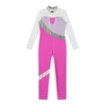 thumbnail image 4 of TiaoBug Kids Girls Metallic Gymnastics Dance Leotard Long Sleeve Unitard Full Length Bodysuit Hot Pink 8, 4 of 7